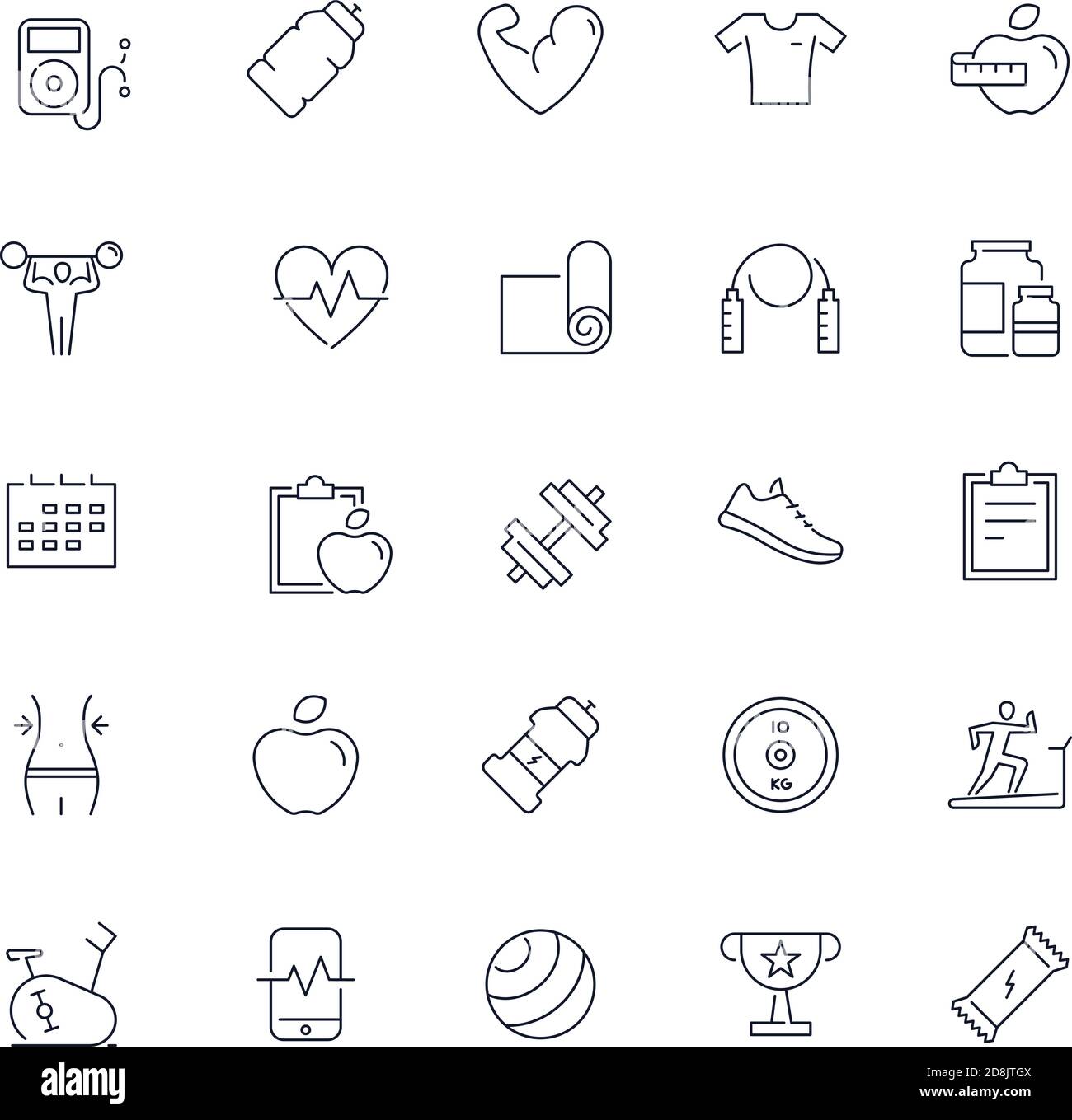 Line icons set. Fitness pack. Vector illustration Stock Vector Image ...