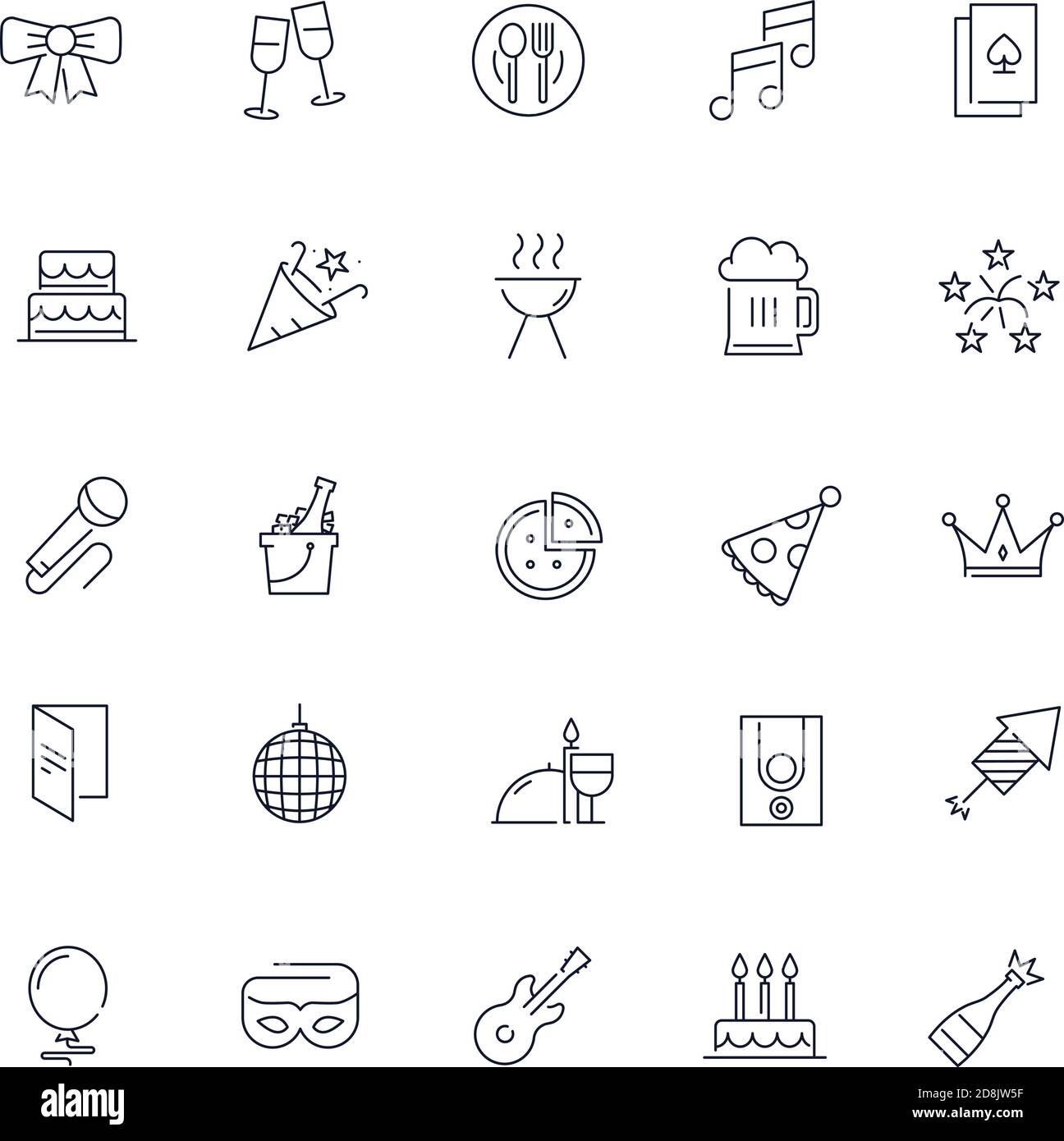 Line icons set. Party pack. Vector illustration Stock Vector Image ...