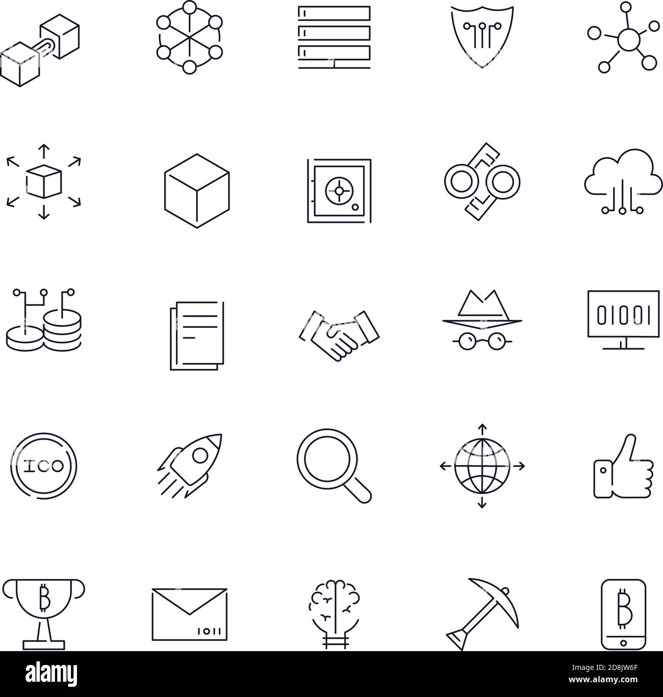 Line icons set. Blockchain pack. Vector batch Stock Vector