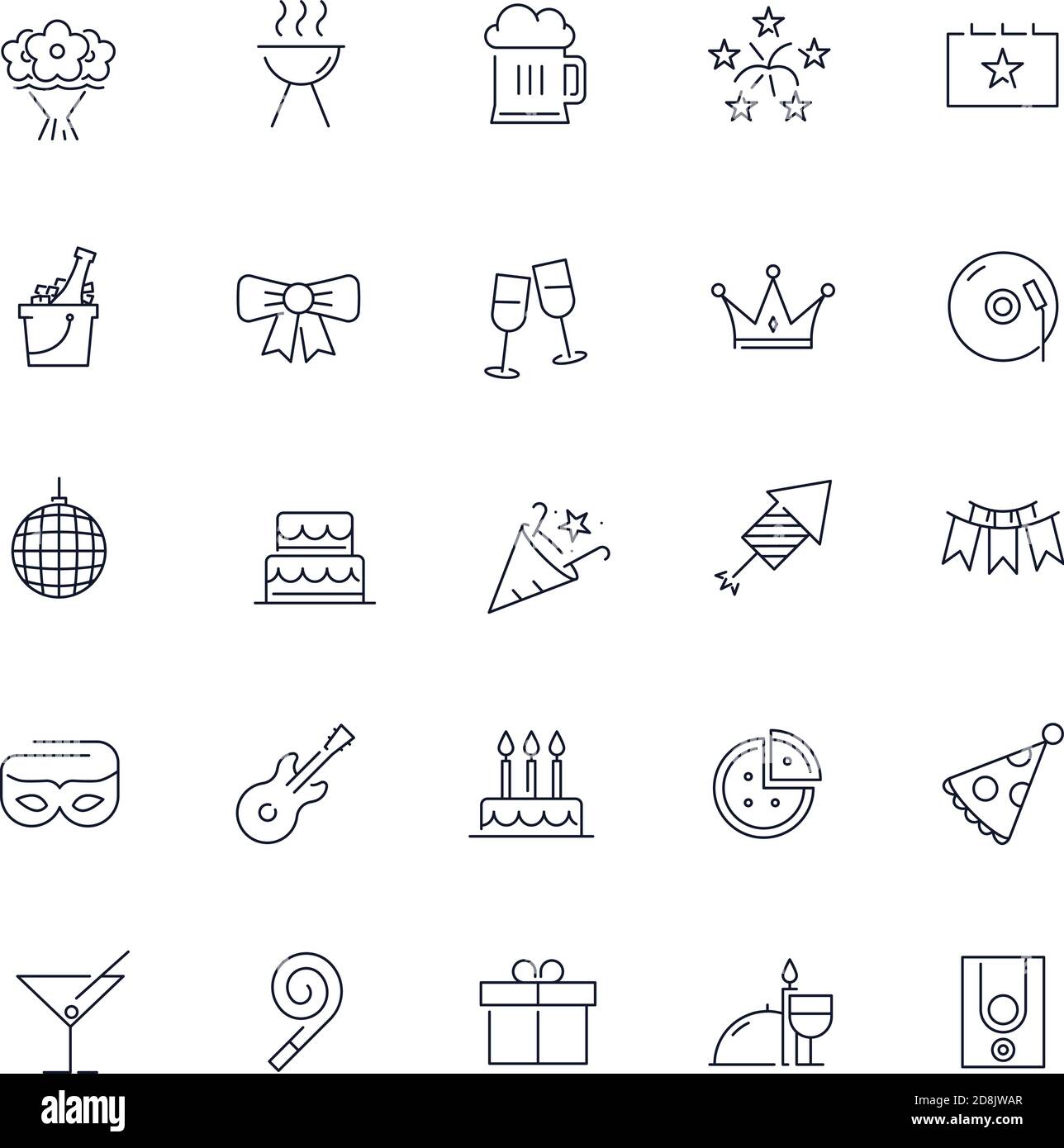 Line icons set. Party pack. Vector illustration Stock Vector Image ...