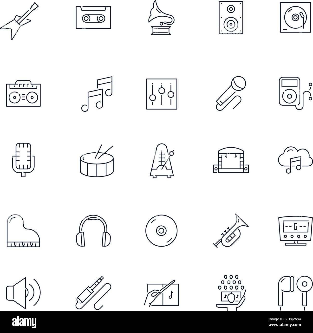 Line icons set. Music pack. Vector illustration Stock Vector Image ...
