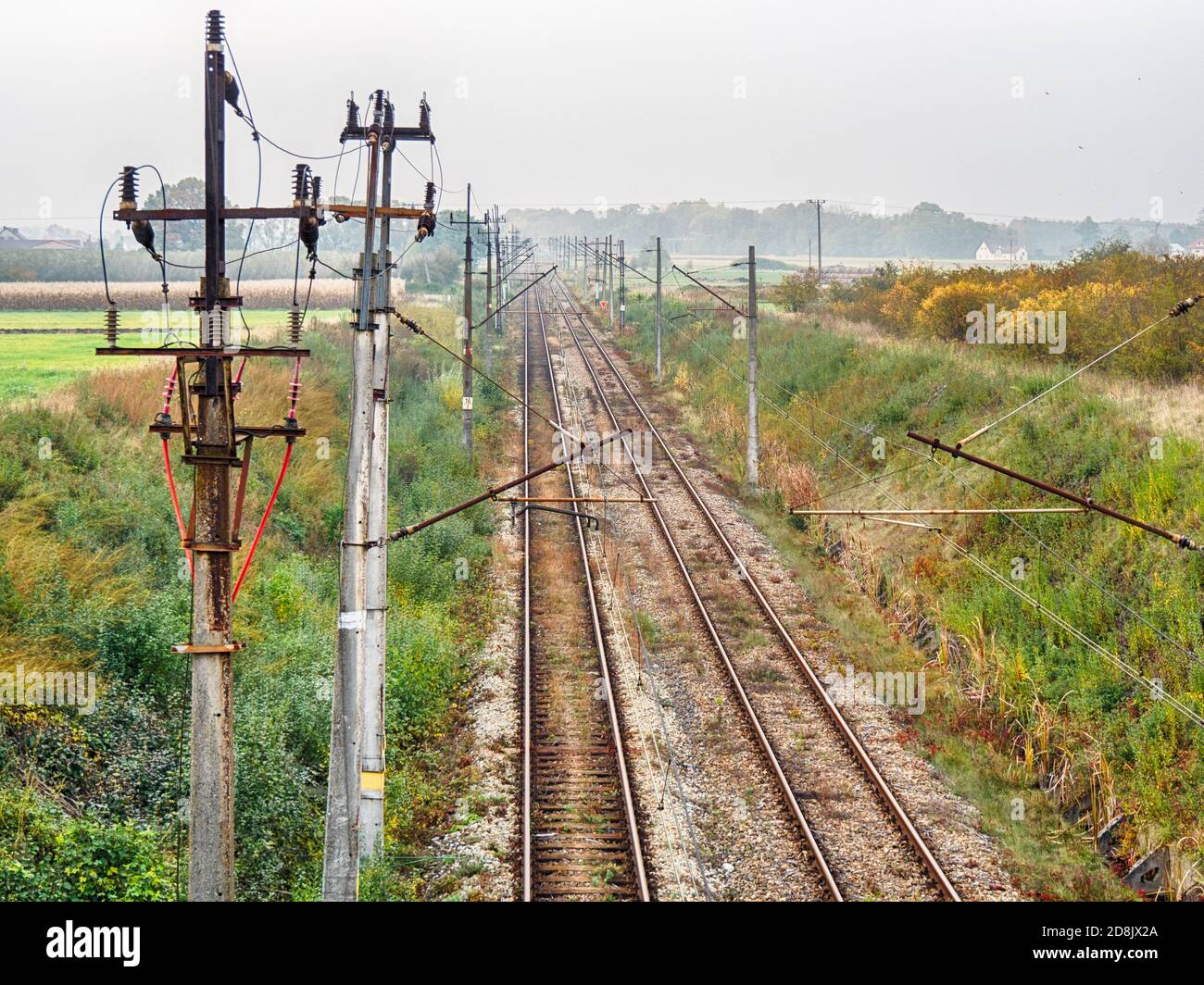 Double track railway line Stock Photo Alamy