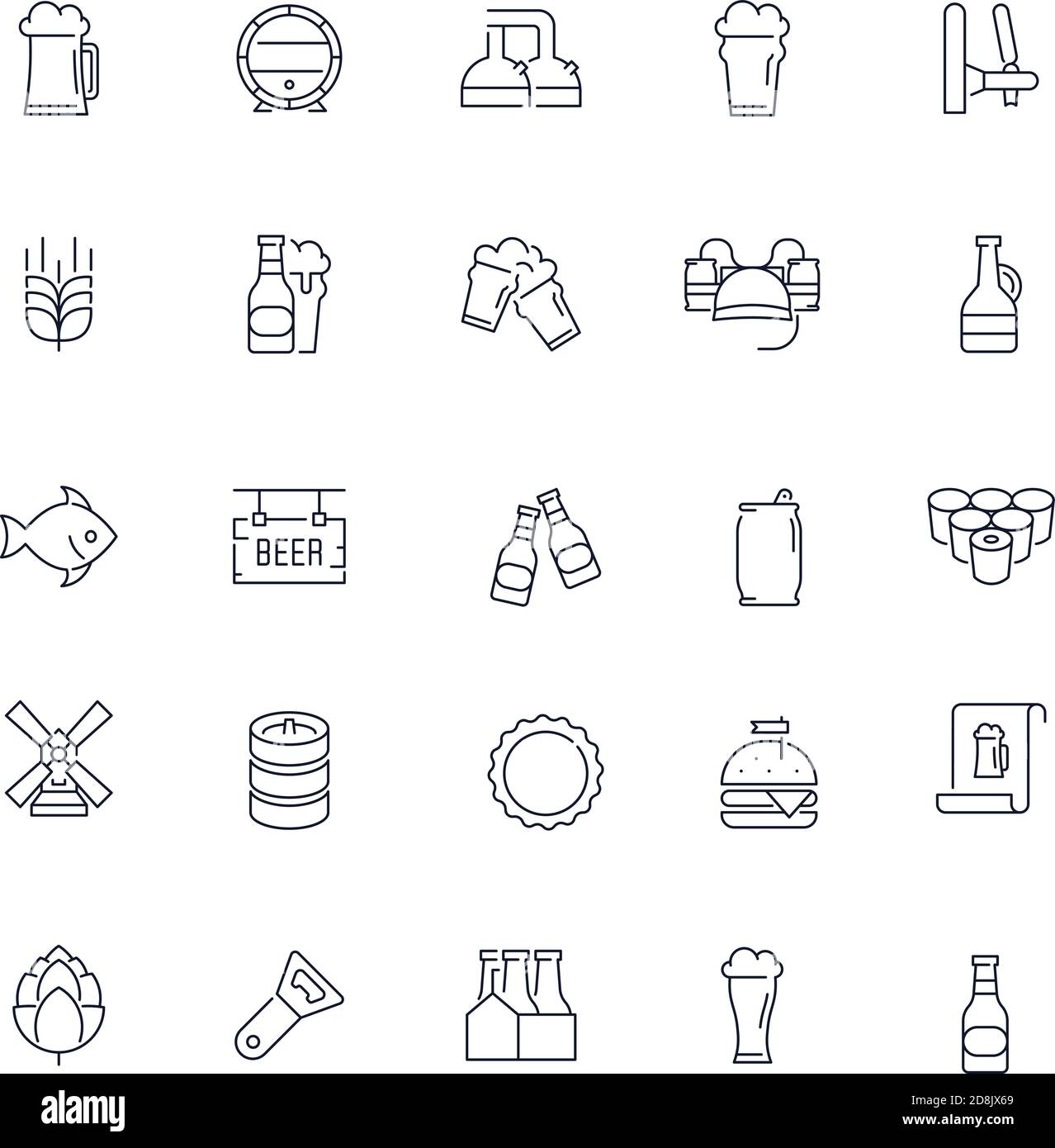Line icons set. Beer pack. Vector illustration Stock Vector