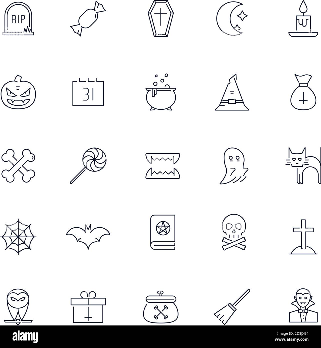 Line icons set. Halloween pack. Vector batch Stock Vector