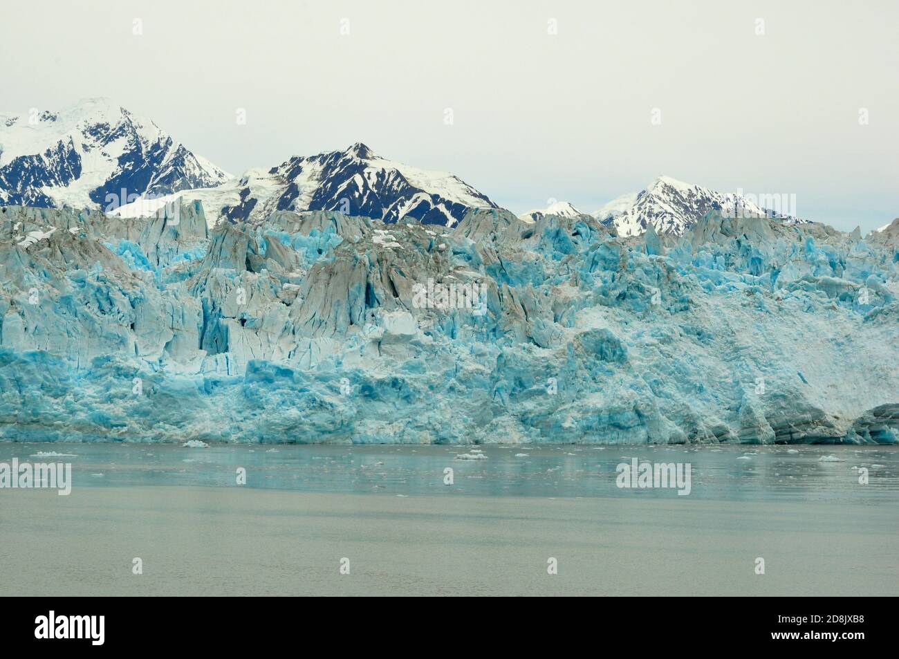 Hubbard glacier close up, viewed from a cruise ship on an overcast day, Yukon , Alaska Stock Photo