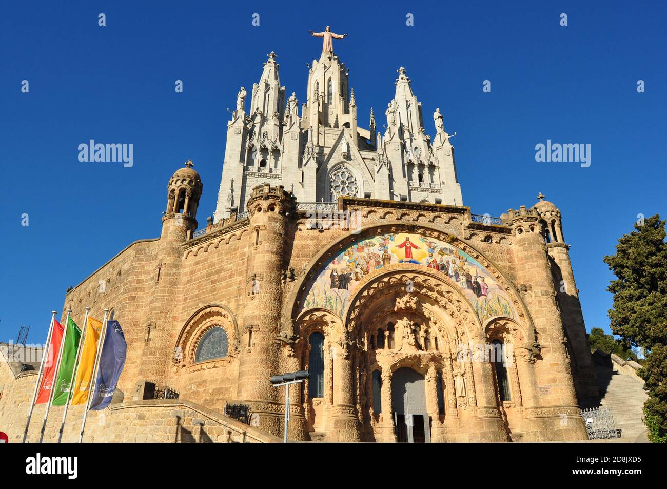 Expiatory Church of the Sacred Heart of Jesus (Temple Expiatori del Sagrat Cor)  on Mount Tibidabo in Barcelona, Spain Stock Photo
