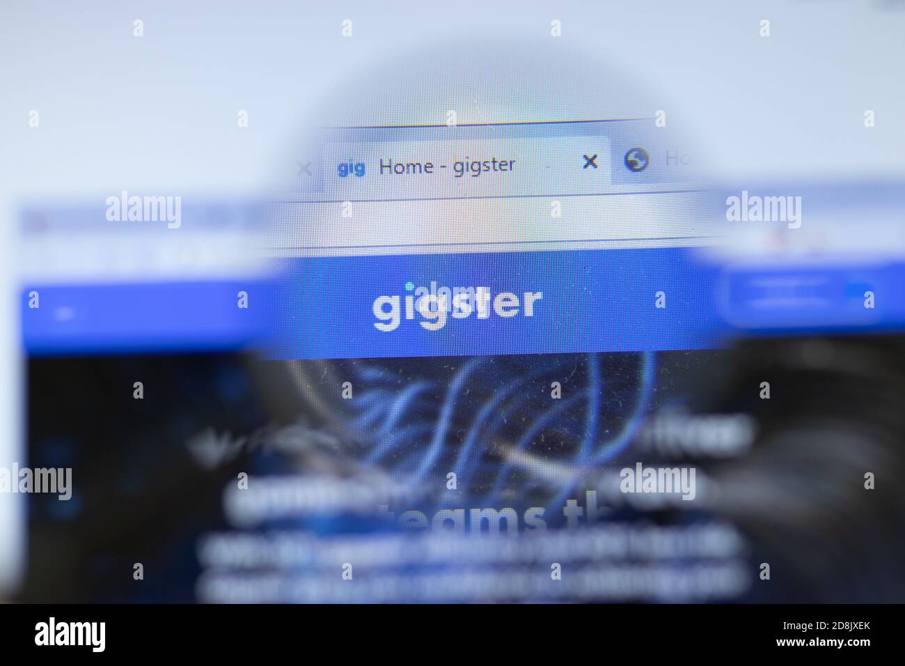 New York, USA - 26 October 2020: gigster company website with logo close up, Illustrative Editorial Stock Photo