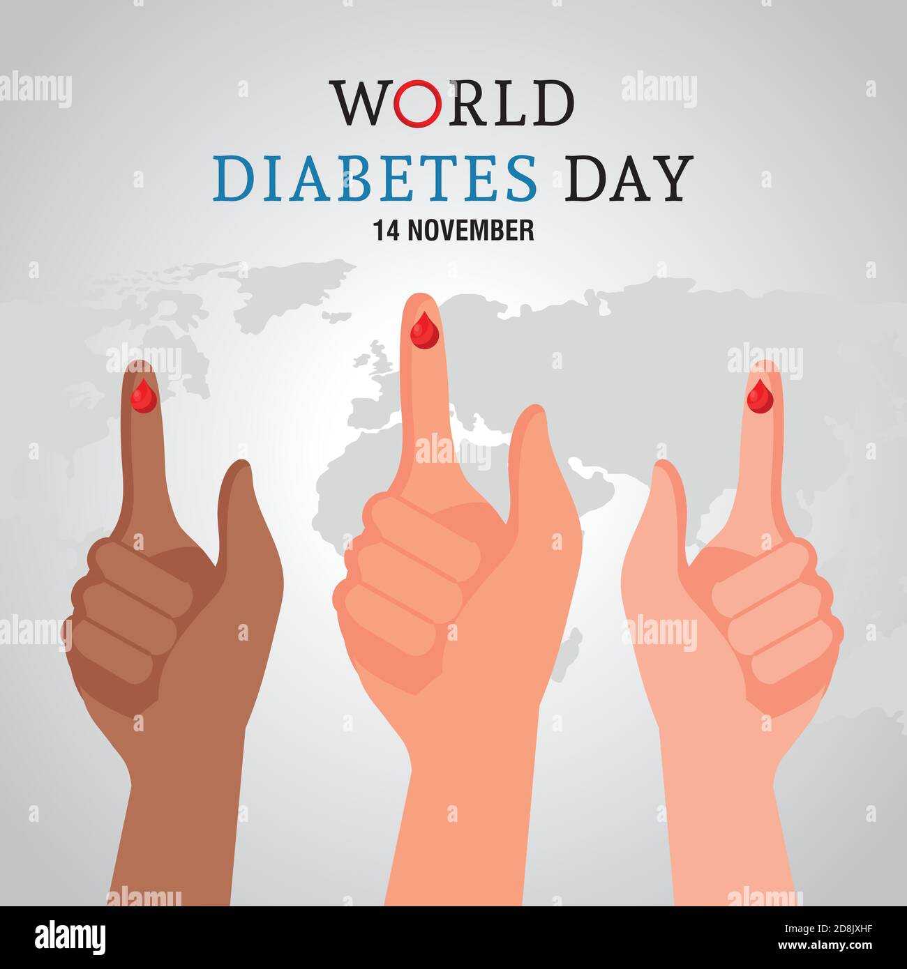 world diabetes day campaign with blood drops in fingers Stock Vector