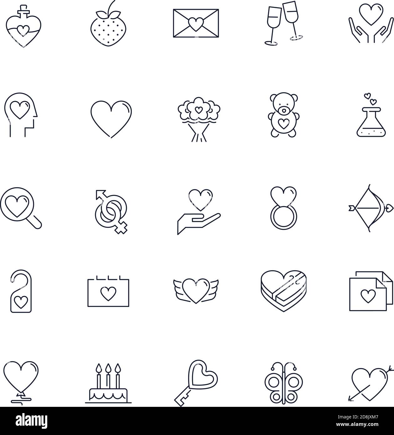 Line icons set. Valentines day pack. Vector Stock Vector Image & Art ...