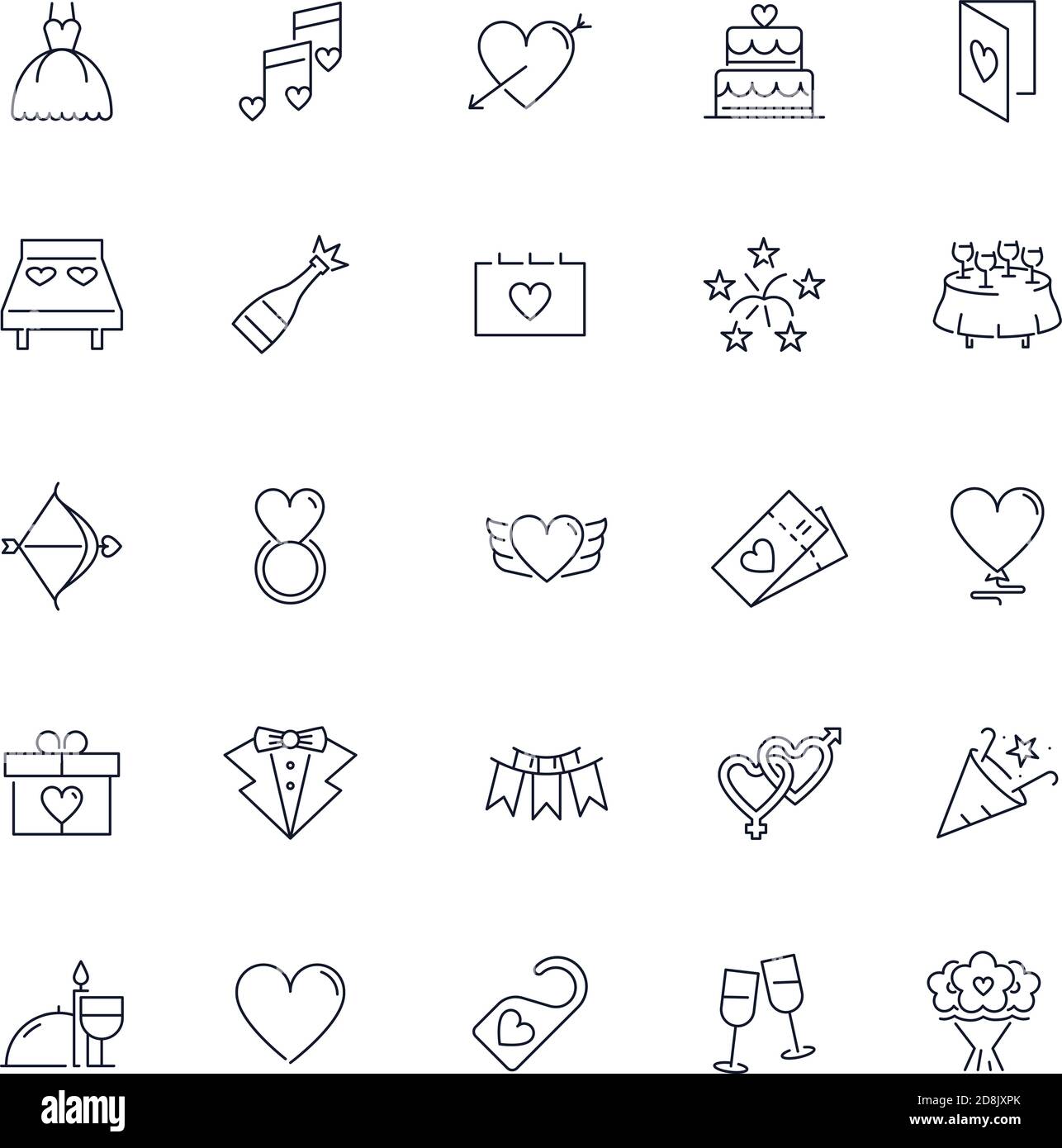 Line icons set. Wedding pack. Vector illustration Stock Vector Image ...