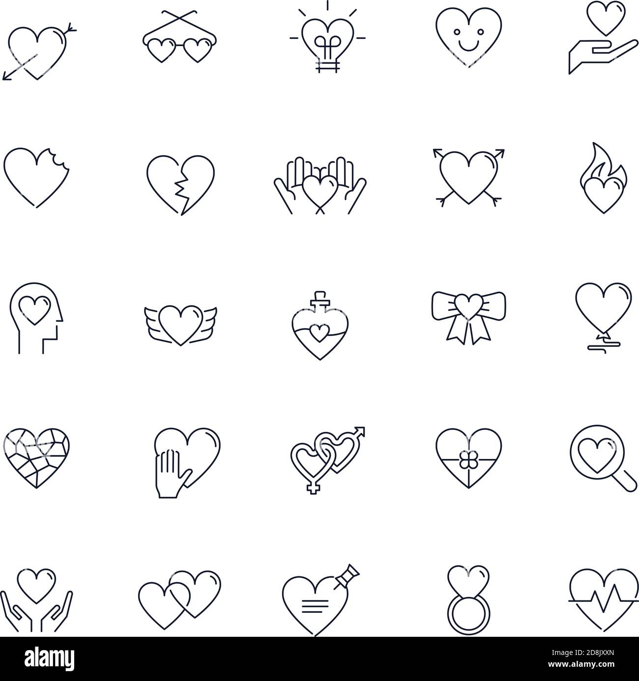 Line icons set. Heart pack. Vector illustration Stock Vector Image ...