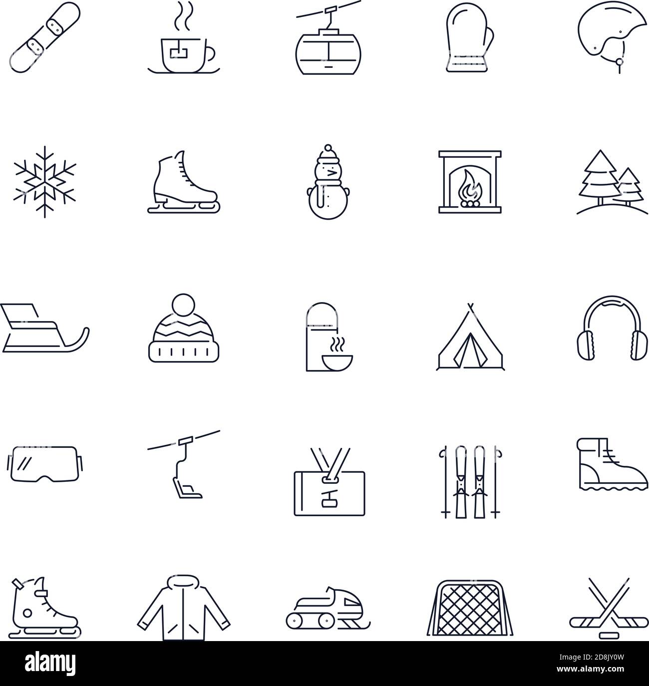 Line icons set. Winter activity pack. Vector Stock Vector Image & Art ...