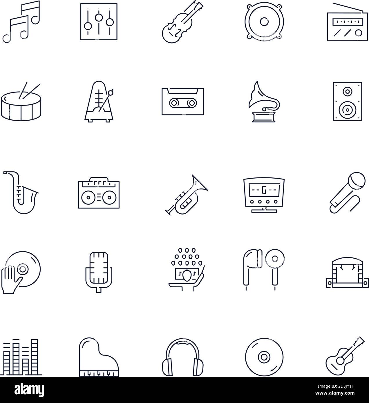 Line icons set. Music pack. Vector illustration Stock Vector Image ...