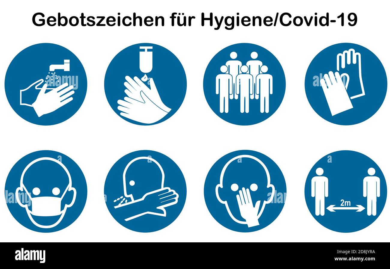 Collection of mandatory signs for Covid-19. Vector file Stock Vector