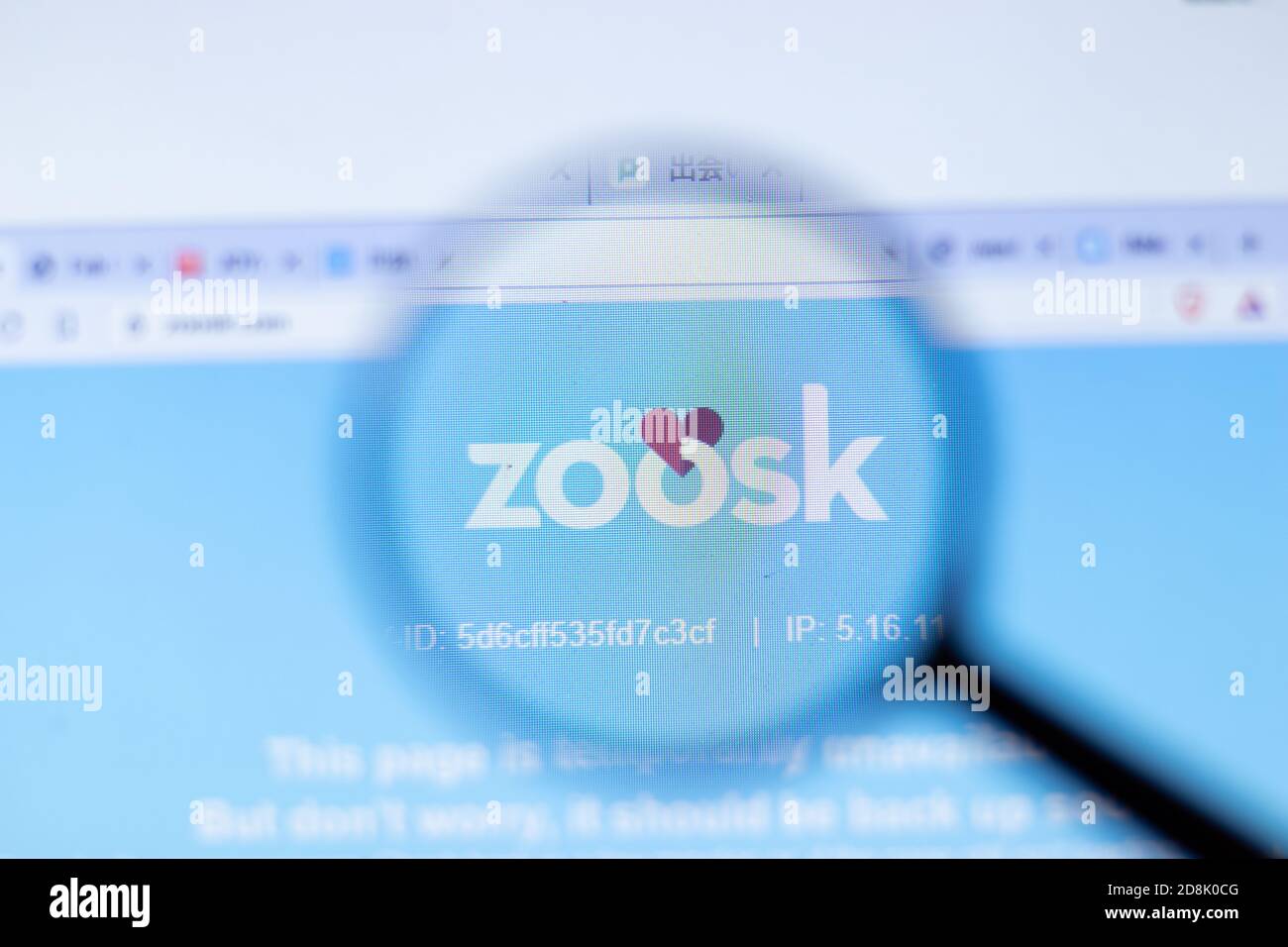 New York, USA - 29 September 2020: Zoosk company website with logo close up, Illustrative Editorial Stock Photo