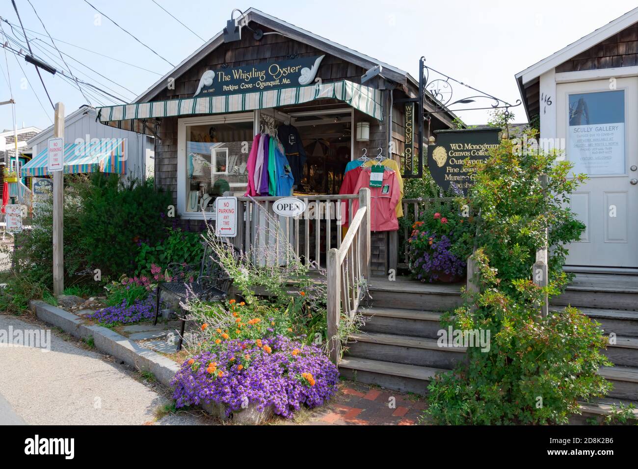 The Whistling Oyster specialty shop in Perkins Cover, Ogunquit, Maine, United States, USA. Stock Photo