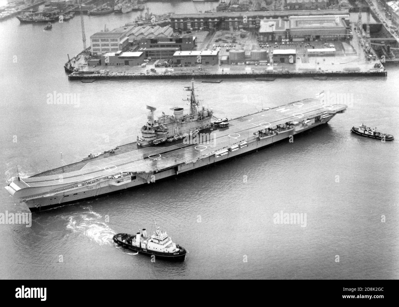 THE AIRCRAFT CARRIER HMS HERMES LEAVES PORTSMOUTH FOR THE LAST TIME ...