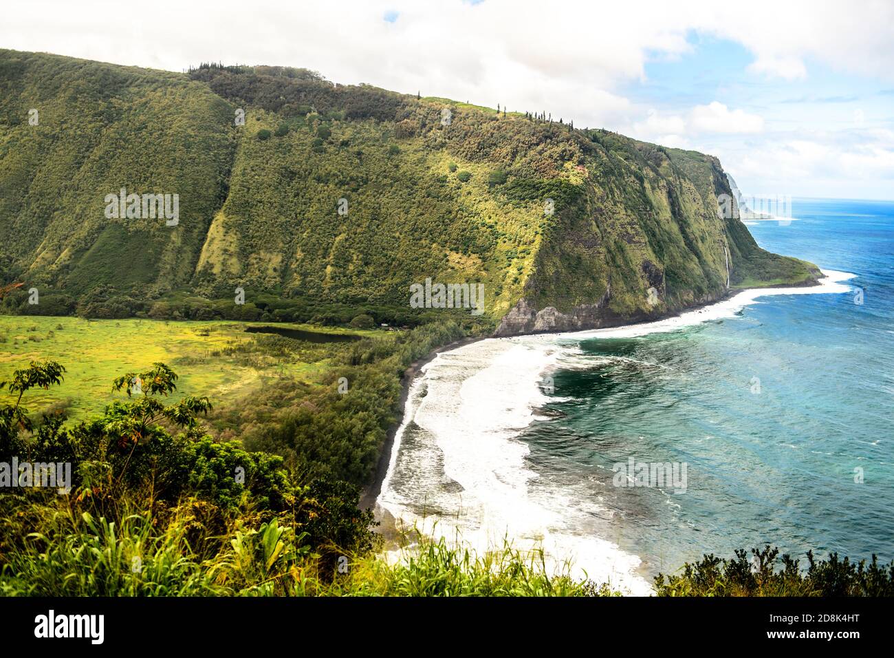 The Punaluu black sand beach, Big Island, Hawaii Stock Photo