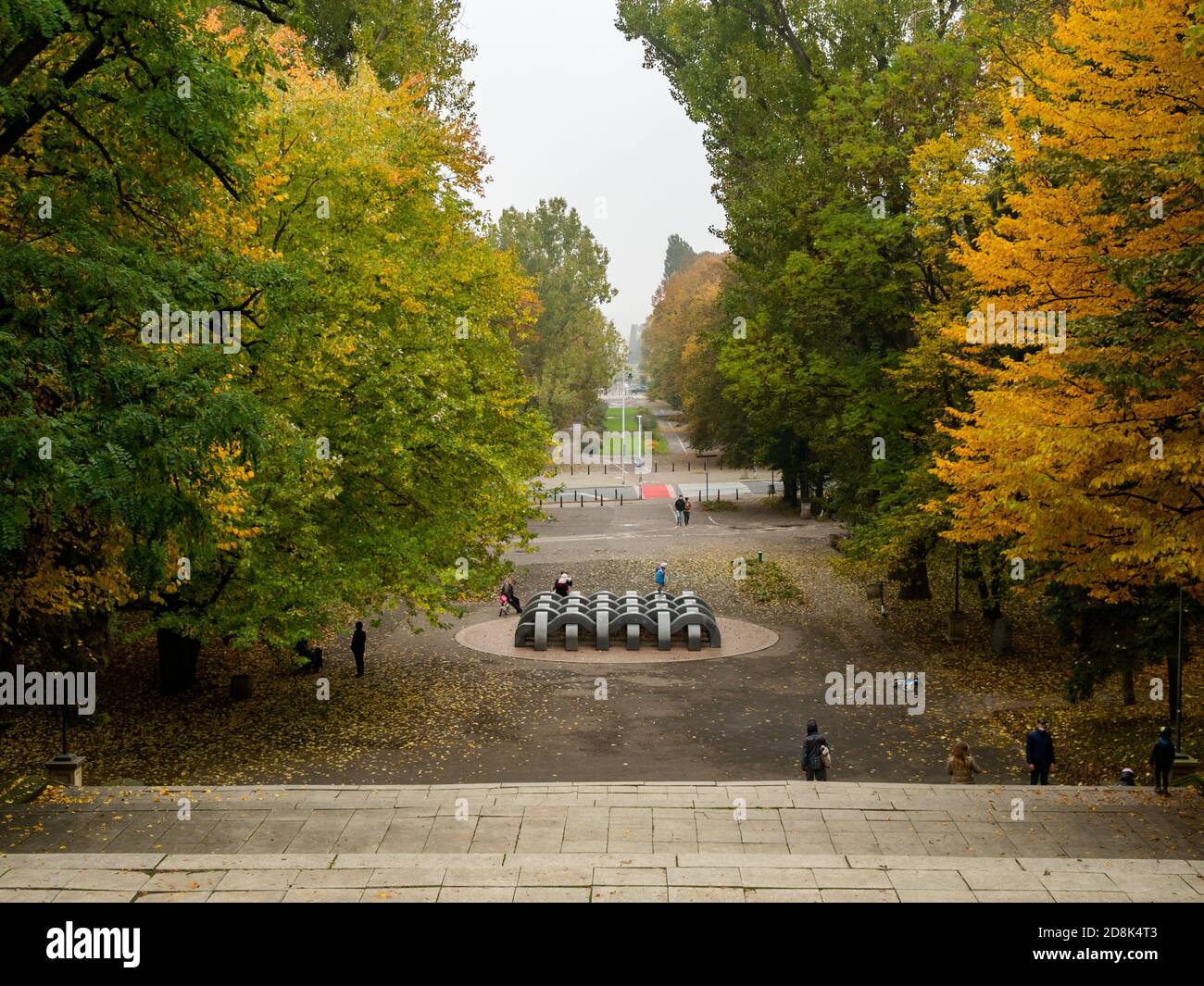 Warsaw, Poland - 29/10/2020 - stairs in the Park called Rydza Smiglego. Autumn time. Stock Photo