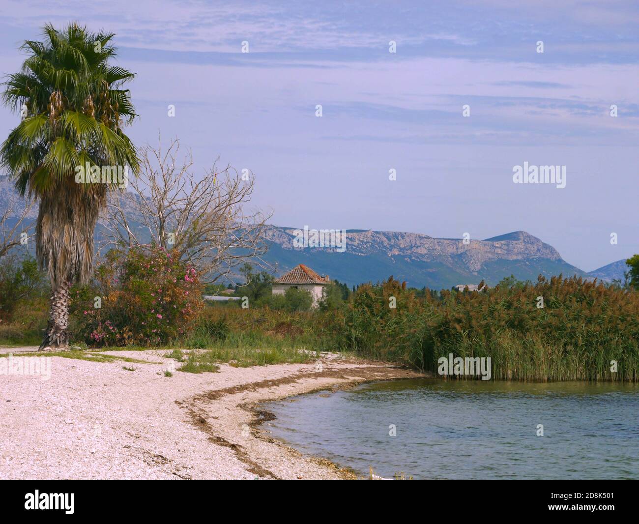 Empty Beach in Trogir, Croatia Stock Photo
