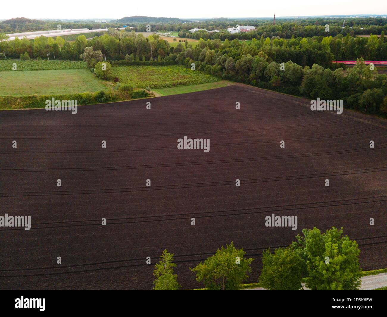 Areal view of agricultural lands Stock Photo
