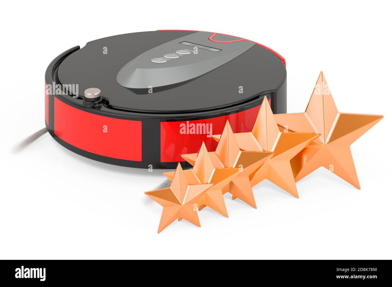 Customer rating of robotic vacuum cleaner concept. 3D rendering