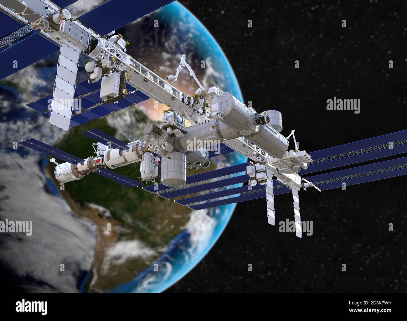 Space station in Earth orbit, conceptual illustration Stock Photo - Alamy