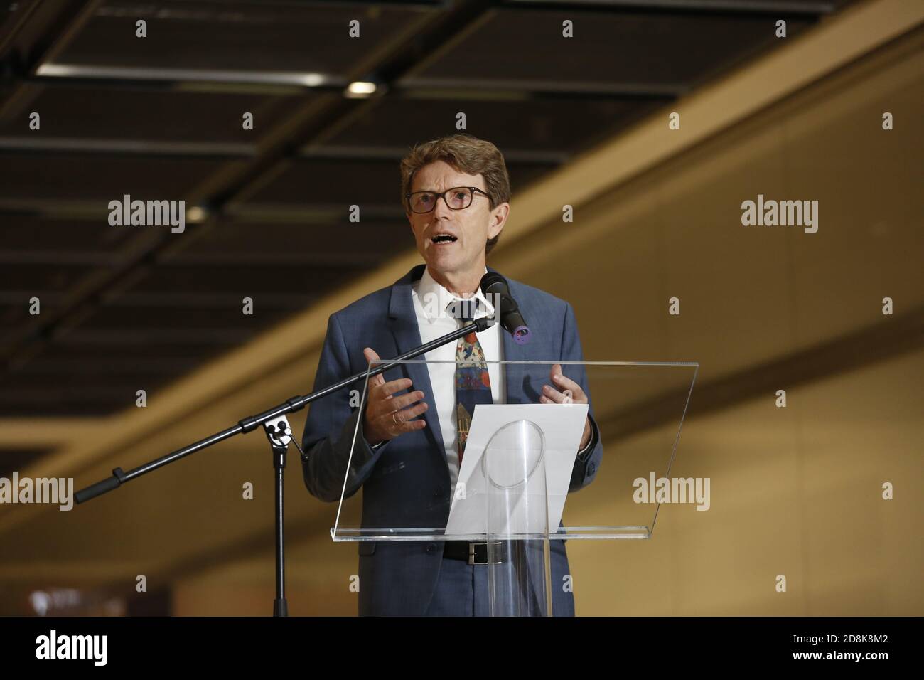 Brandenburg: The photo shows the ceremonial unveiling of the Willy Brandt Wall at the new German capital airport BER. The photo shows Engelbert Lütke Daldrup, Chairman of the Management Board of Flughafen Berlin Brandenburg GmbH (Photo by Simone Kuhlmey/Pacific Press) Credit: Pacific Press Media Production Corp./Alamy Live News Stock Photo