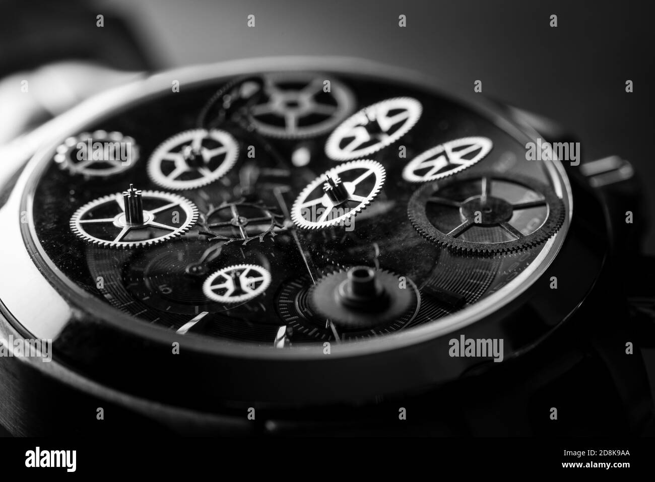 mechanical watch repairing concept. closeup the parts of mechanical