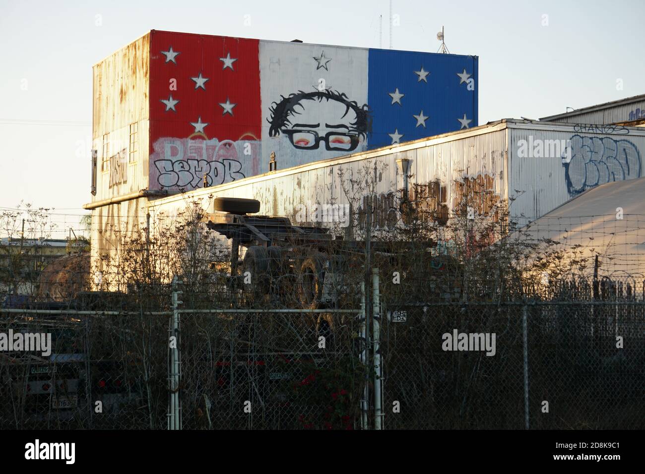 Mural or street art painting of Bernie Sanders. West Oakland, California, USA Stock Photo