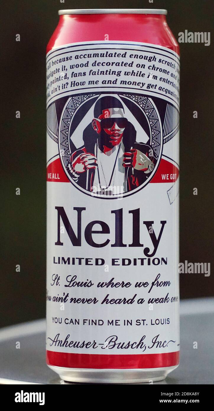 2 BUDWEISER NELLY CANS/ TALL BOY/ EMPTY FROM THE BOTTOM Limited Edition St Louis 