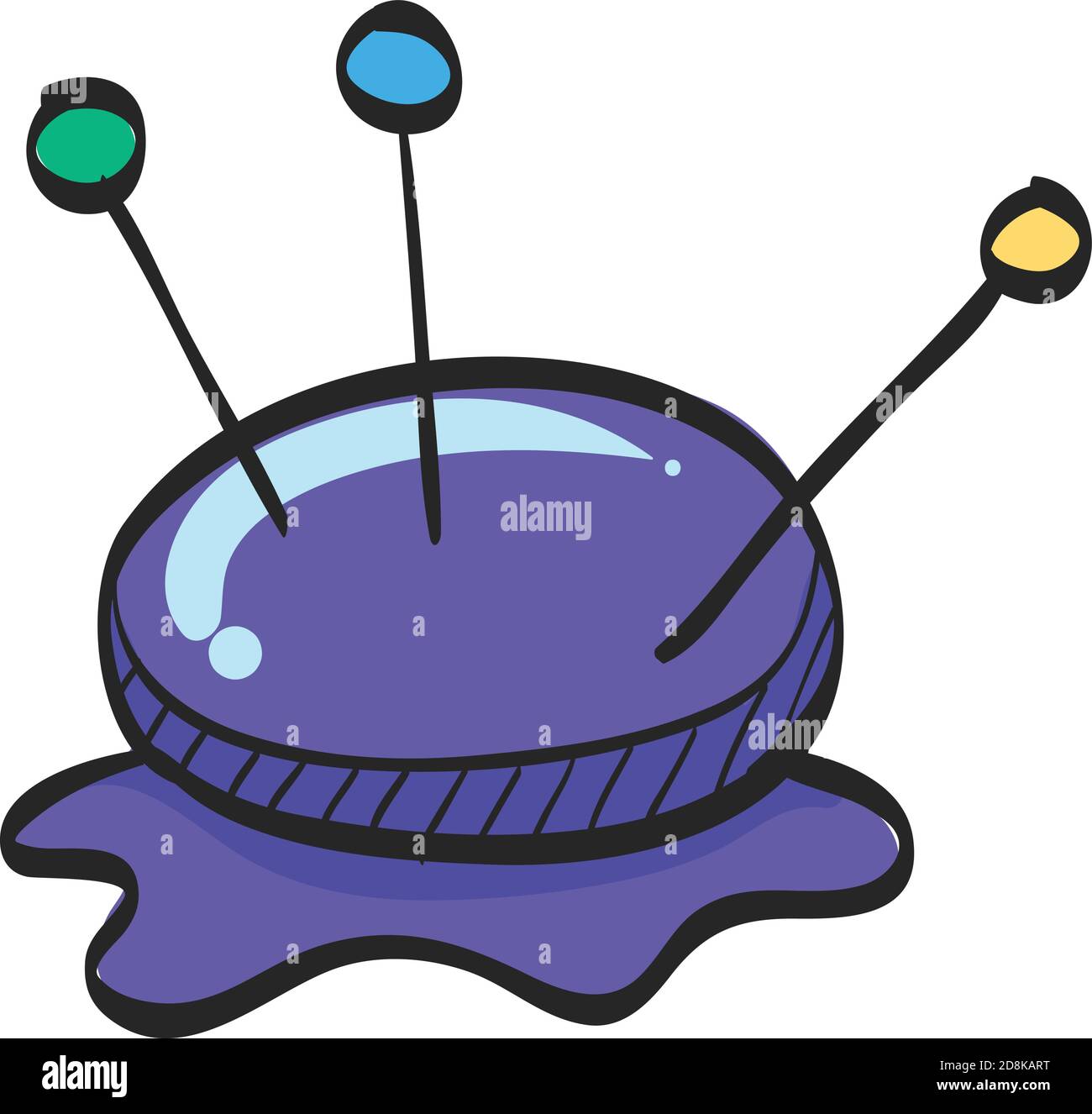 Pincushion icon in color drawing. Needle tailor store fashion industry