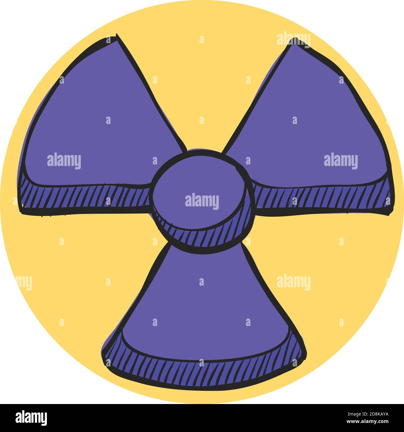 Radioactive symbol icon in color drawing. Science research energy