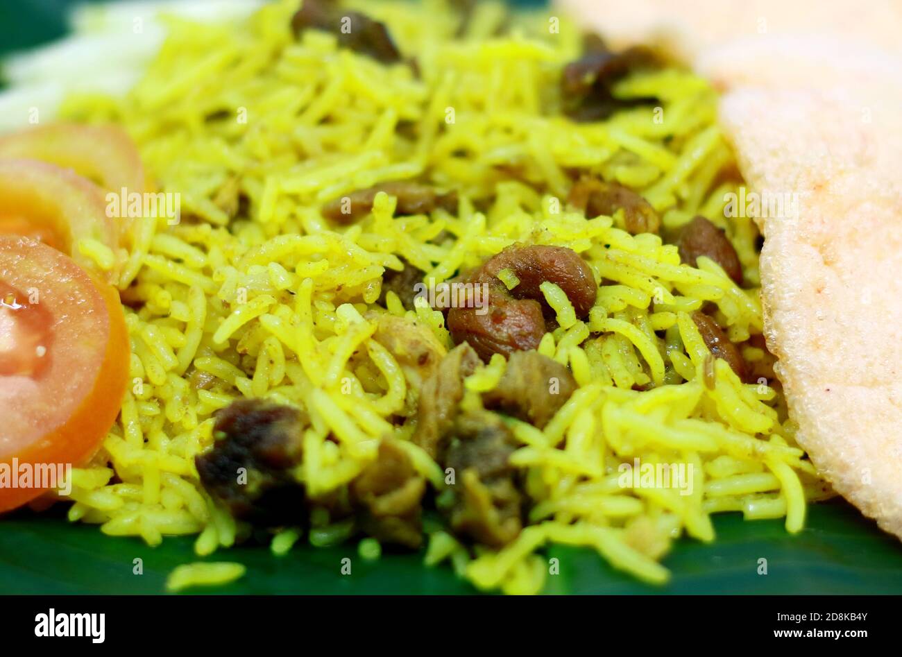 Kebuli Rice Or Nasi Kebuli On Banana Leaf Stock Photo - Alamy