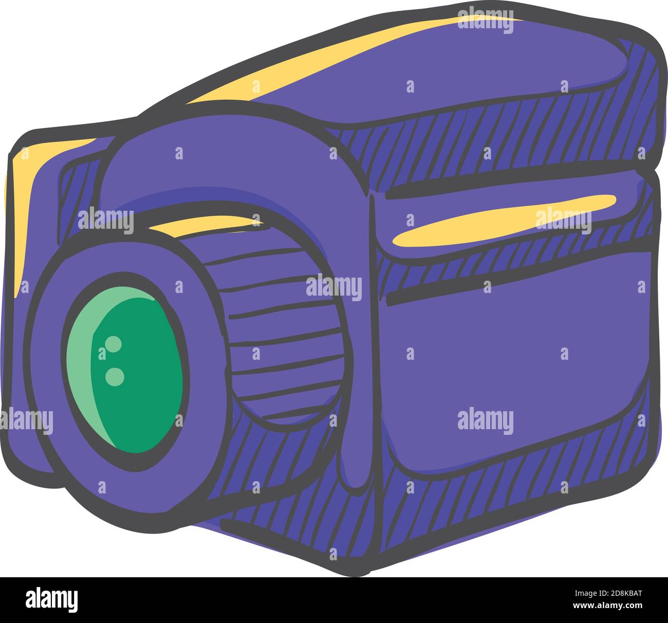 Camera icon in color drawing. Vintage retro photography photo mechanical analog film shooting medium format Stock Vector