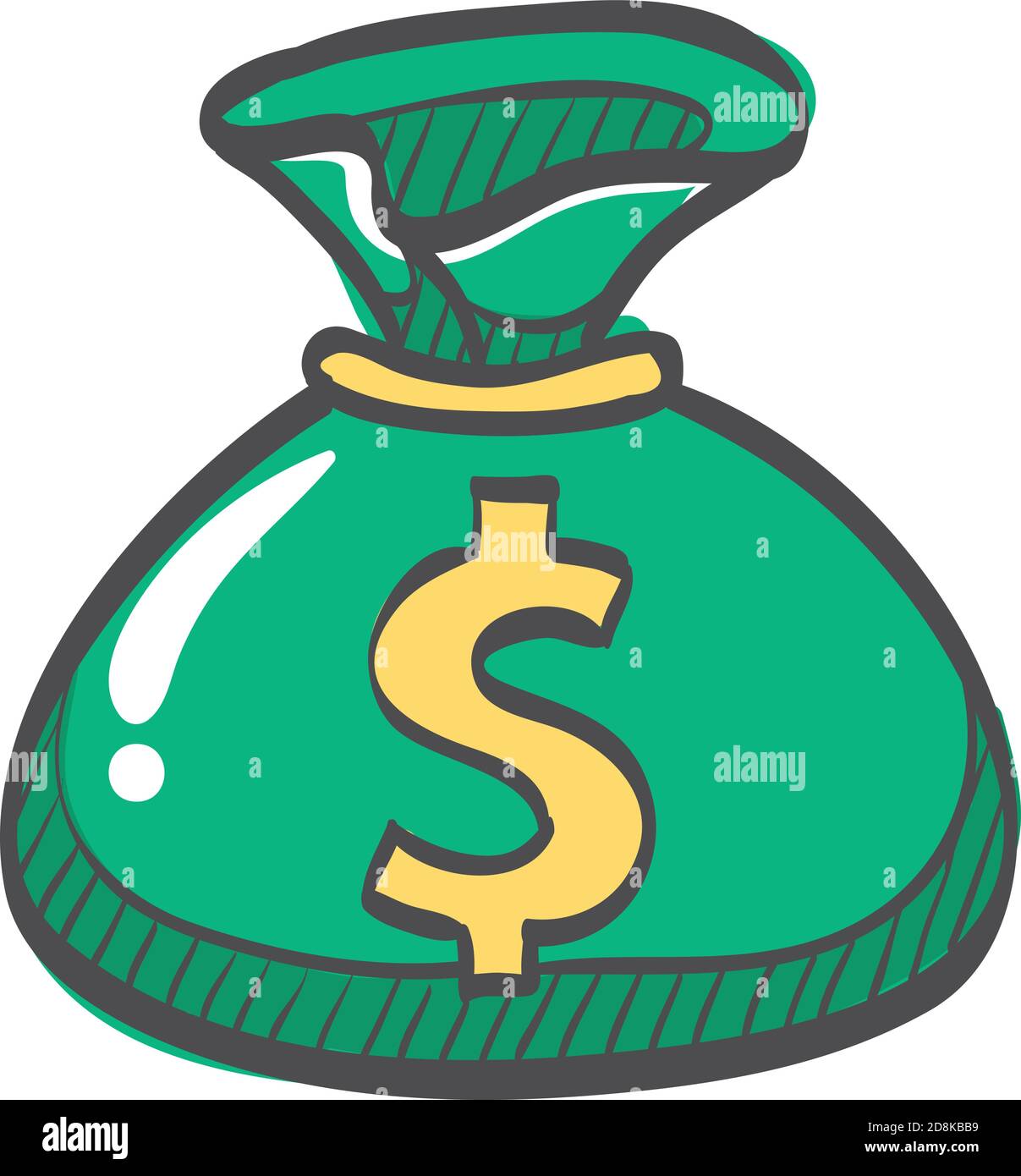 Money sack icon in color drawing. Finance wealth banking Stock Vector ...