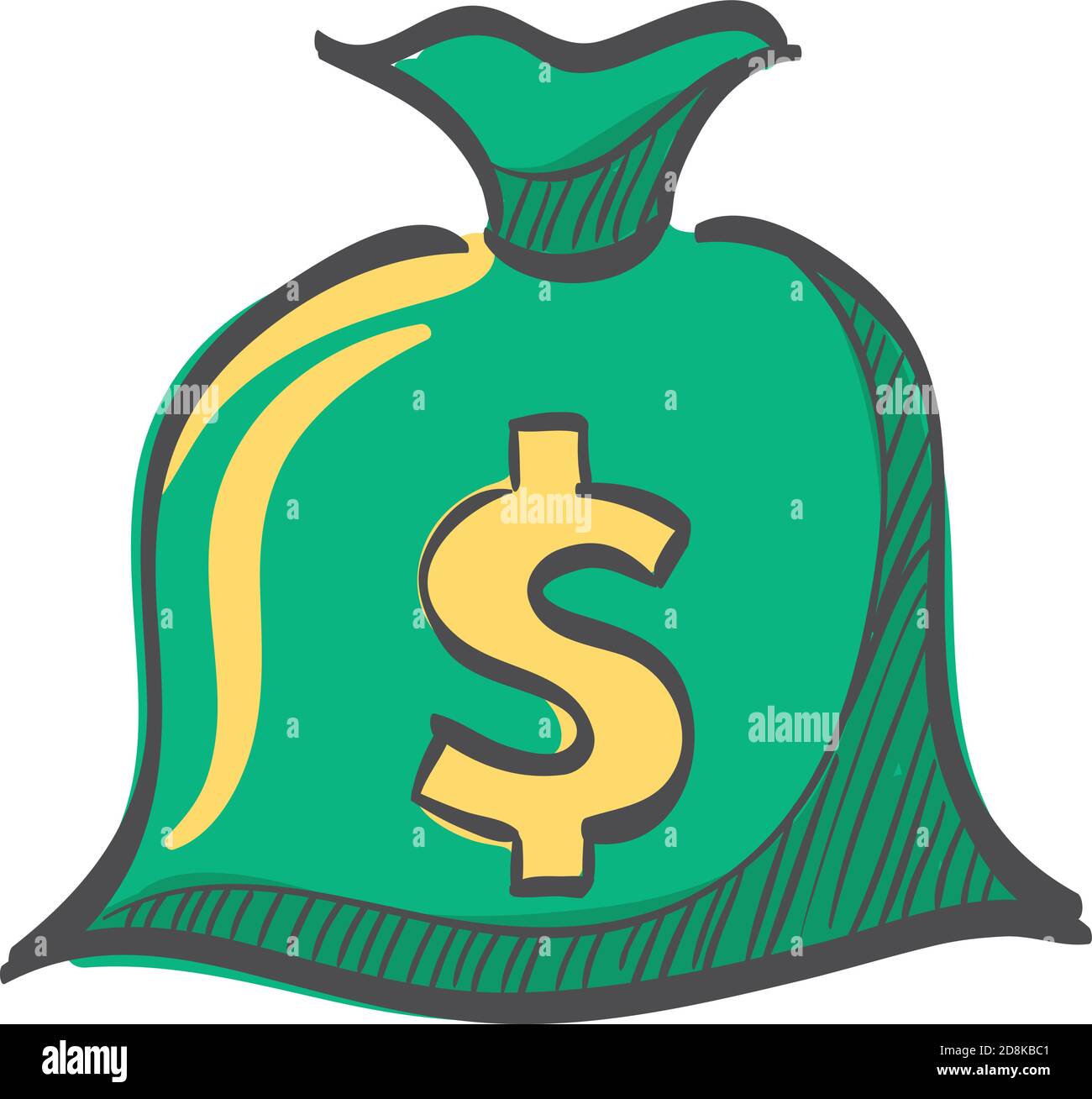 Money sack icon in color drawing. Finance wealth banking Stock Vector ...