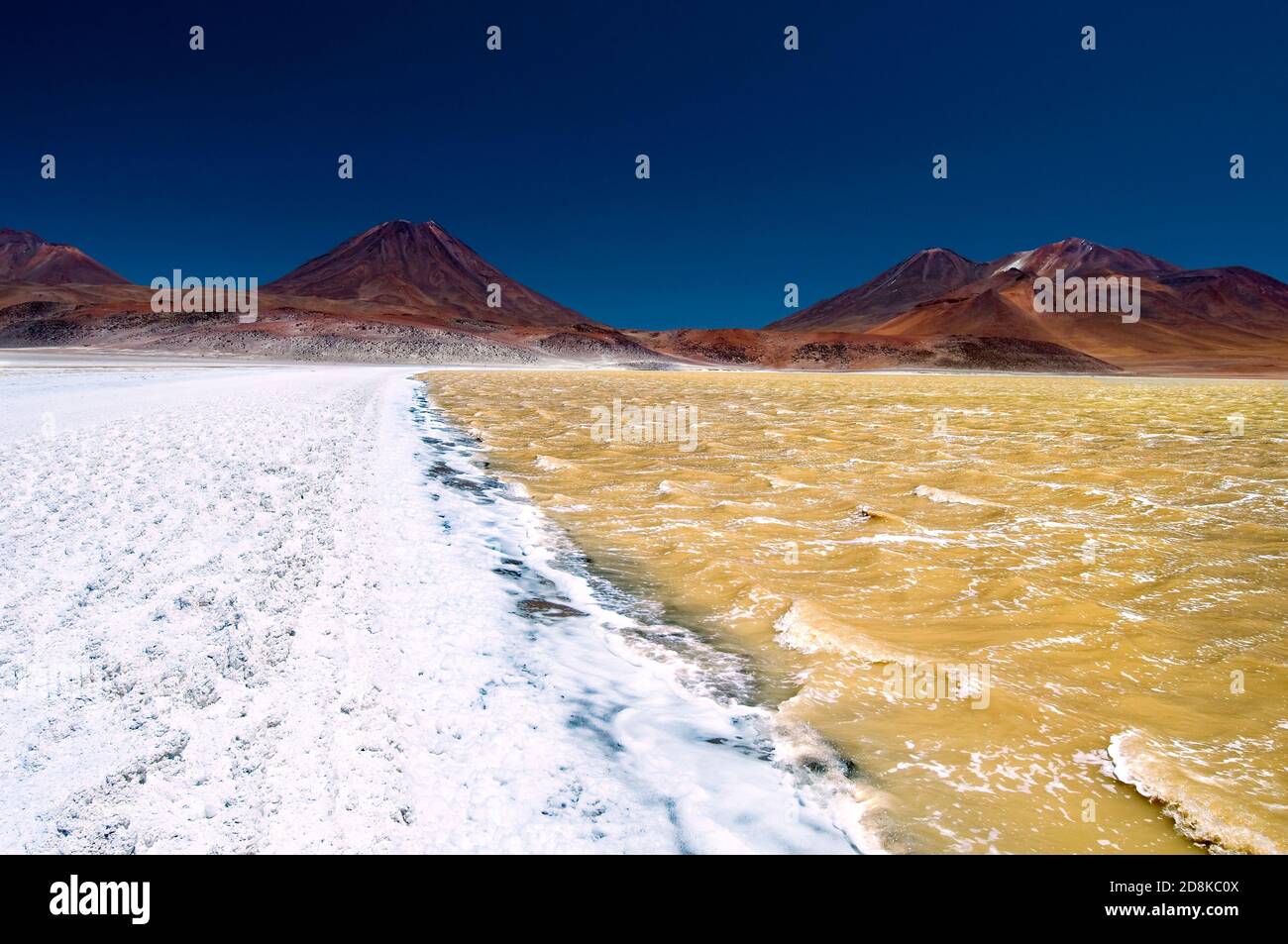 Laguna Lejía is a salt lake located in the Altiplano of the Antofagasta Region of northern Chile. Stock Photo