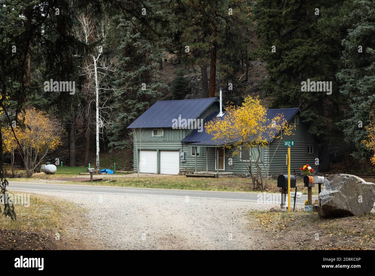Mark Redwine's house in Vallecito, Colorado, Mark is the father of Dylan Redwine, who disappeared on a visit to this house on Thanksgiving holiday 2012. Mark was later arrested and his trial for murder begins in November 2020. A verdict is expected by December 12, 2020. Stock Photo