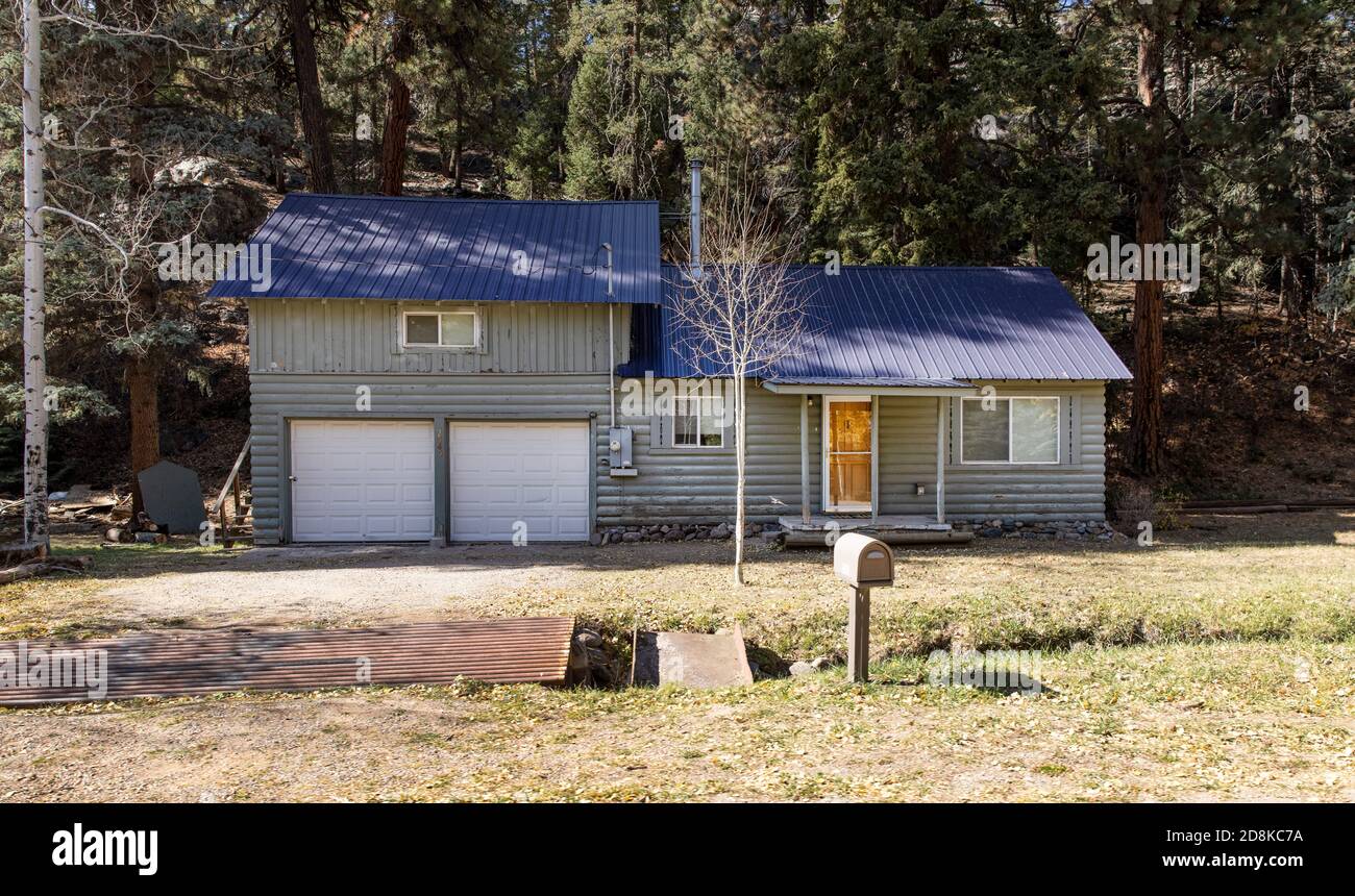 Mark Redwine's house in Vallecito, Colorado, Mark is the father of Dylan Redwine, who disappeared on a visit to this house on Thanksgiving holiday 2012. Mark was later arrested and his trial for murder begins in November 2020. A verdict is expected by December 12, 2020. Stock Photo