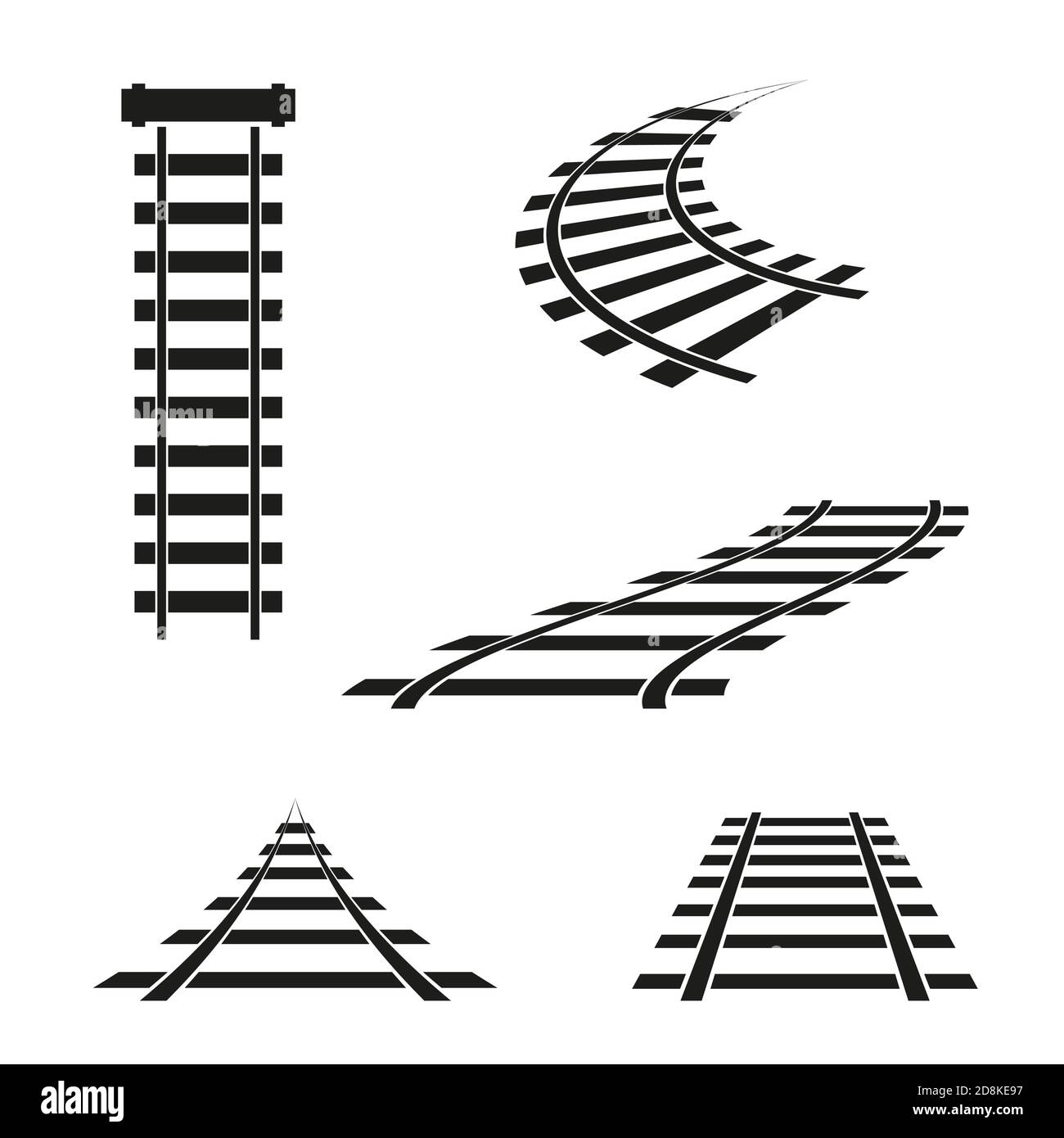 Rail icons in different angles Stock Vector