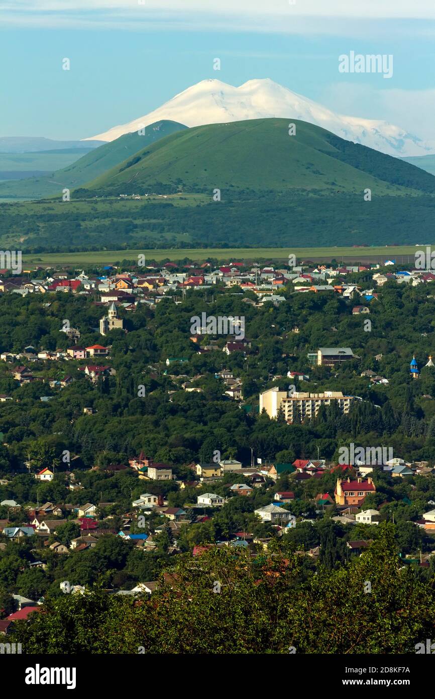 The Highest Peak In Europe Is Mount Elbrus And Pyatigorsk City Stock