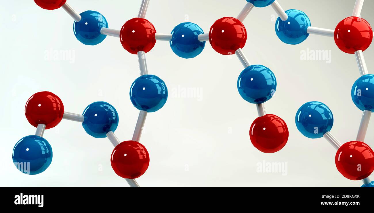 Abstract Molecules Design Background in Blue and Red Stock Photo