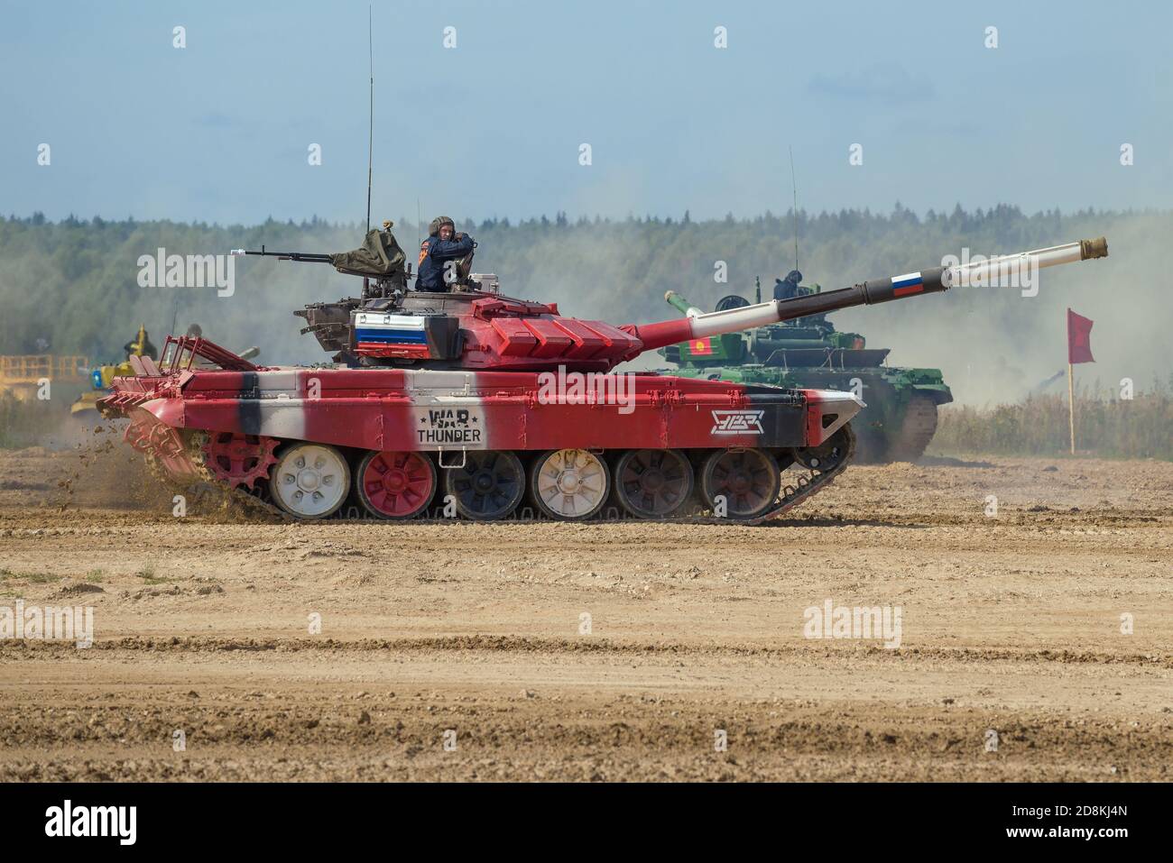 ALABINO, RUSSIA - AUGUST 25, 2020: Tank T-72B3 of the Russian team after winning the race. Tank Biathlon, International War Games Stock Photo
