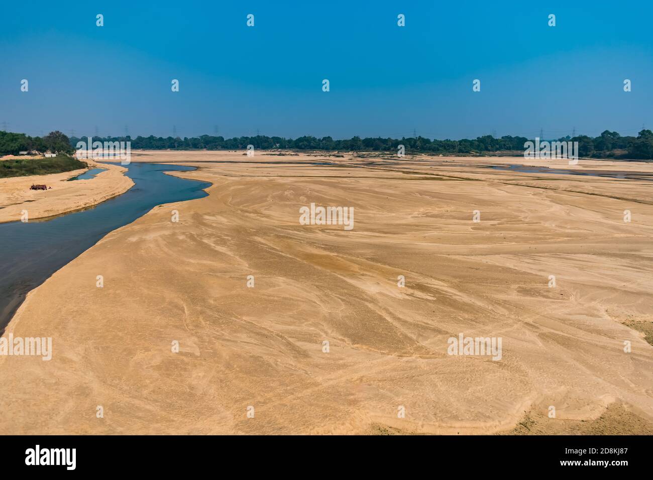 Indian river sandy bed with with with natural background . Stock Photo