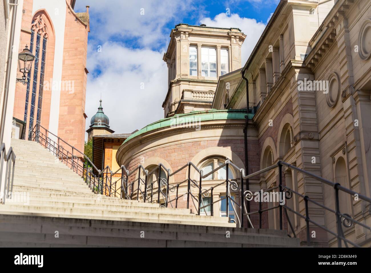 View over steep steps to the neo-renaissance buildings of the Friedrichsbad in Baden-Baden, Germany Stock Photo