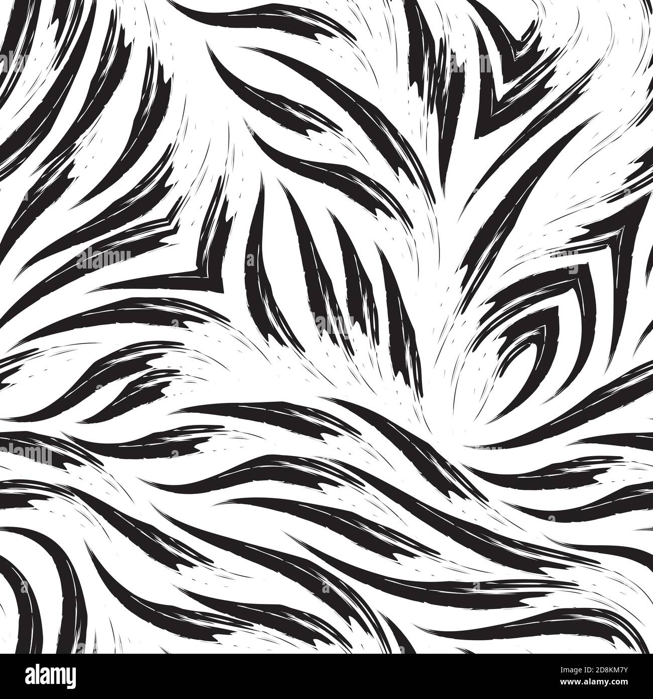 Black seamless pattern of smooth lines brush strokes background for