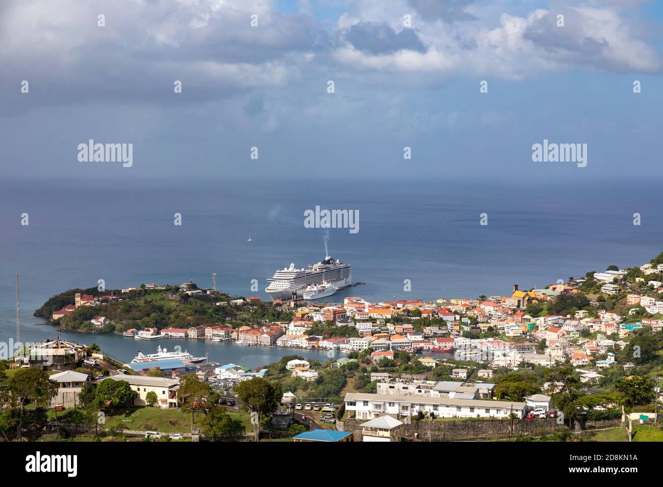 09 JAN 2020 St Grenada, West Indies Cruise ship in front