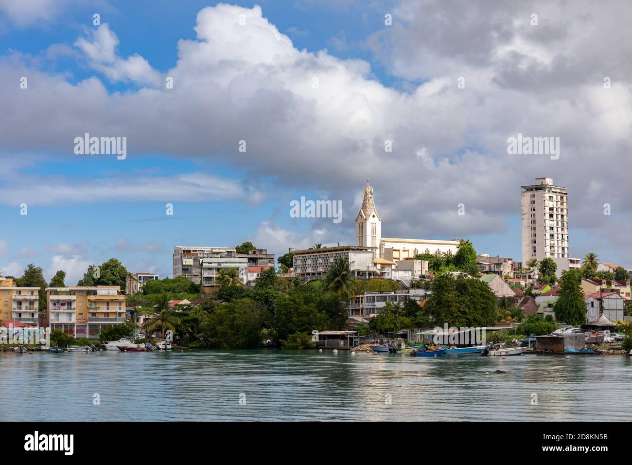 5 JAN 2020 - Pointe-a-Pitre, Guadeloupe, FWI - The city and the cathedral Stock Photo