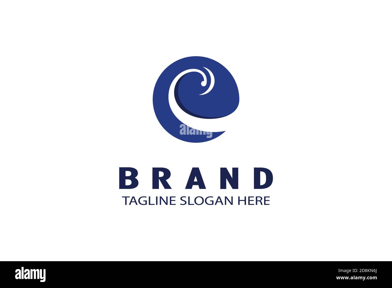 Unique And Minimalist Ocean Wave Logo, wave in negative space inside a blue circle. Stock Vector